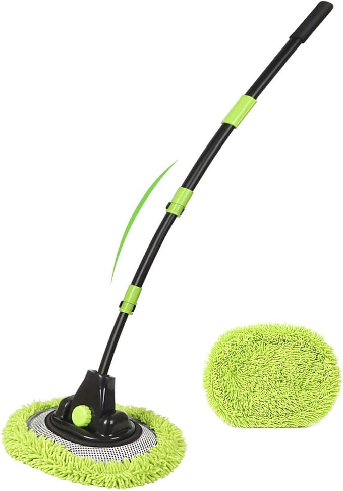 Telescopische Autowasborstel met Microvezel Mop - 131 cm
