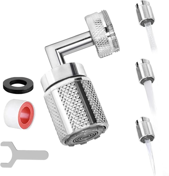 Waterbesparende Kraanversteller, 720° Rotatable, Keuken Mengkraan Nozzle, 2 Modi, Tapuitbreiding, Efficiënt Watergebruik