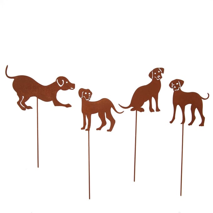 UNUS® Tuinsteker honden roestlook set van 4
