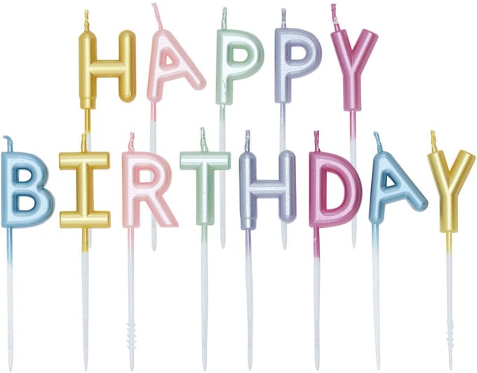 Globos Cake Candle Set "Happy Birthday" Pastel Colors