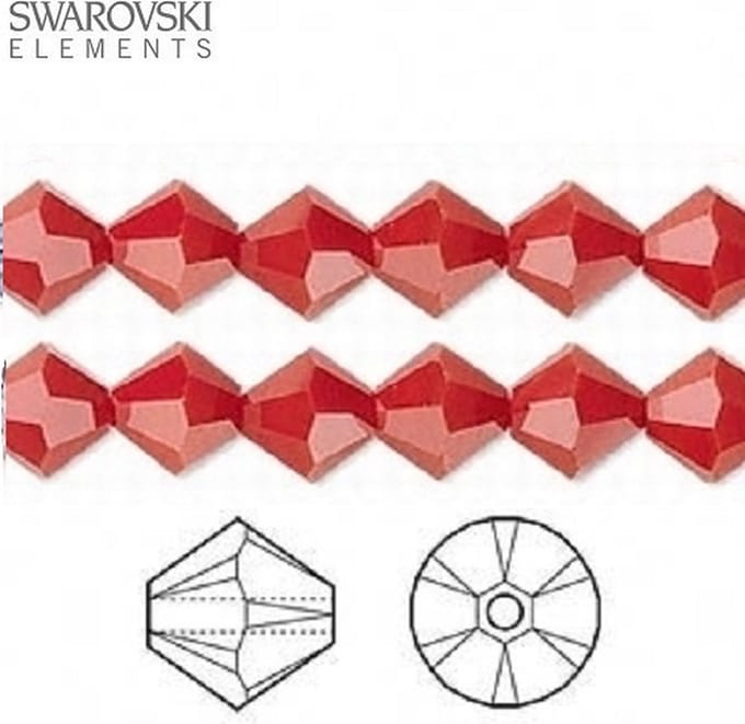Swarovski Elements, 36 stuks Xilion Bicone kralen (5328), 6mm, dark red coral