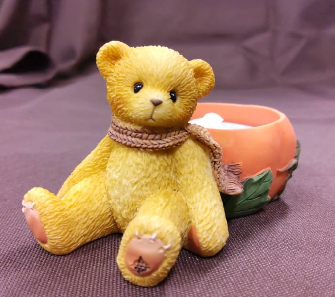 Cherished Teddies: Bear sitting candle holder