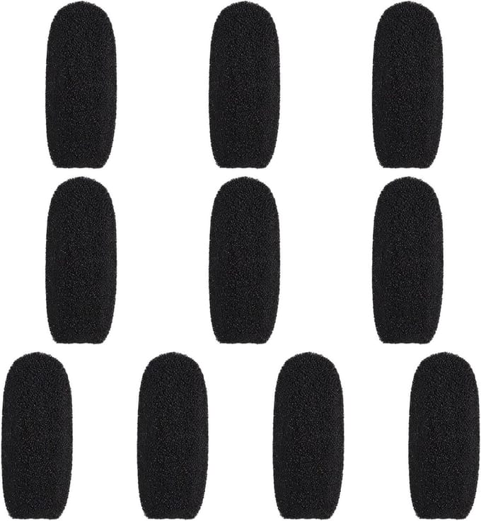 SnelShoppen - 10 Pack Foam Microphone Sleeves - Kleine Foam Windscreen - Hoge Dichtheid Microfoon Covers voor Headset Microfoons - Zwarte Microfoon Be