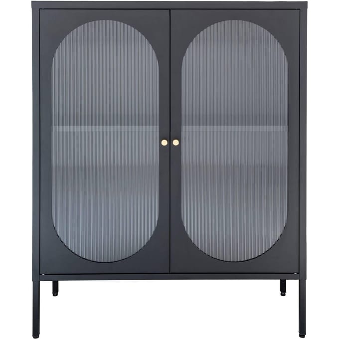House Nordic Vitrinekast Adelaide 90x110cm Staal Zwart