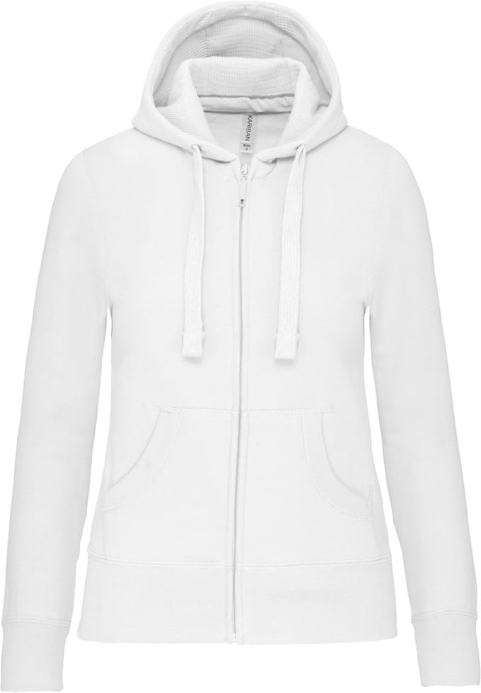 Kariban Damessweater met rits en capuchon K464 - White - M