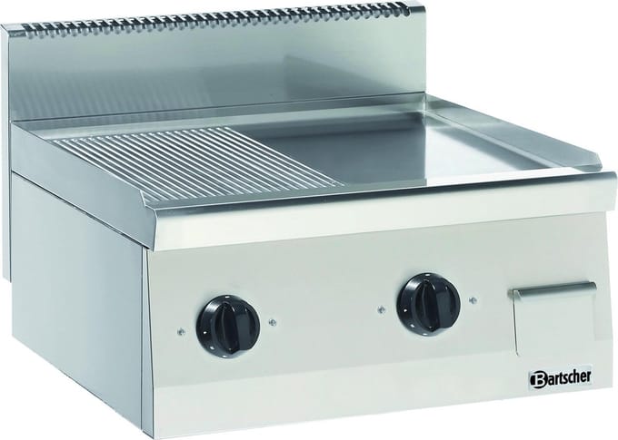 Bartscher Bakplaat 600 B600 - Elektrisch - 1/2 Geribbeld - 1/2 Glad - 7.2 kW - 600x600x290mm