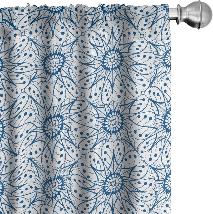 ABAKUHAUS – Blauw-Wit Voorhangen – 2x75x245 cm – Microvezel