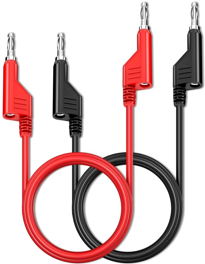 Stapelbare testkabel met banaanstekker set van 2 - 2 meter - Rood & Zwart - 1000V 15A