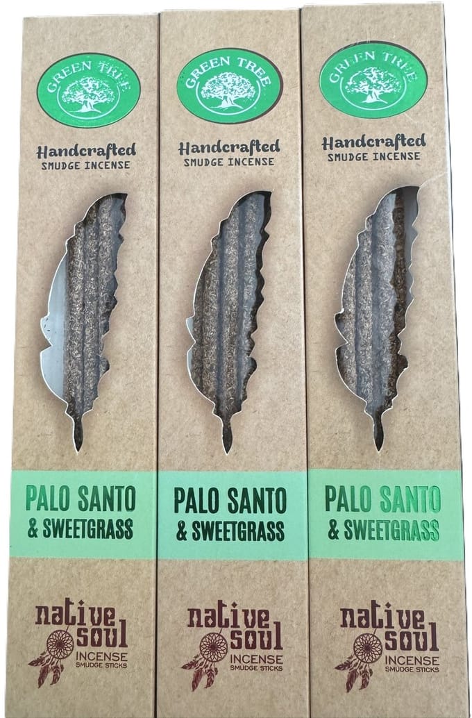 Native Soul - palo santo sweetgrass - smudge - wierook - green tree - 3 stuks