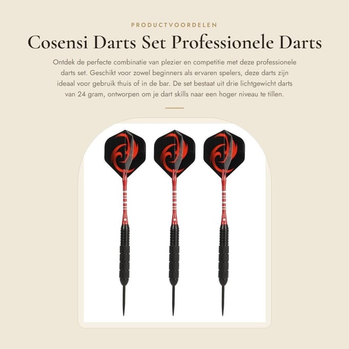 Dailygoods- Darts Set 24g - Professionele Darts - Stalen Punt - Antislip Flight - Lichtgewicht Darts - Geschikt voor Dartbord - Dartpijlen