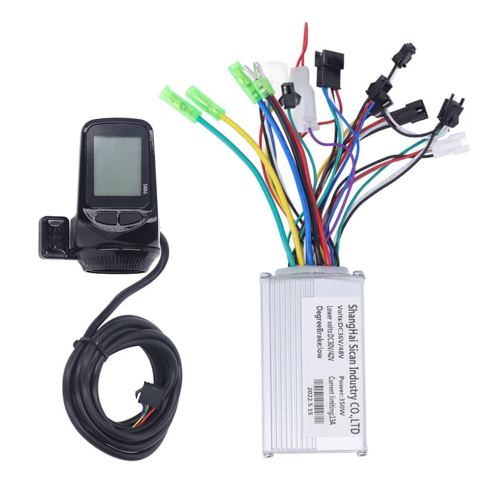 36V 48V 350W Elektrische Fiets Borstelloze Motor Controller Kit met S886 LCD Paneel Fiets Conversie Kit black