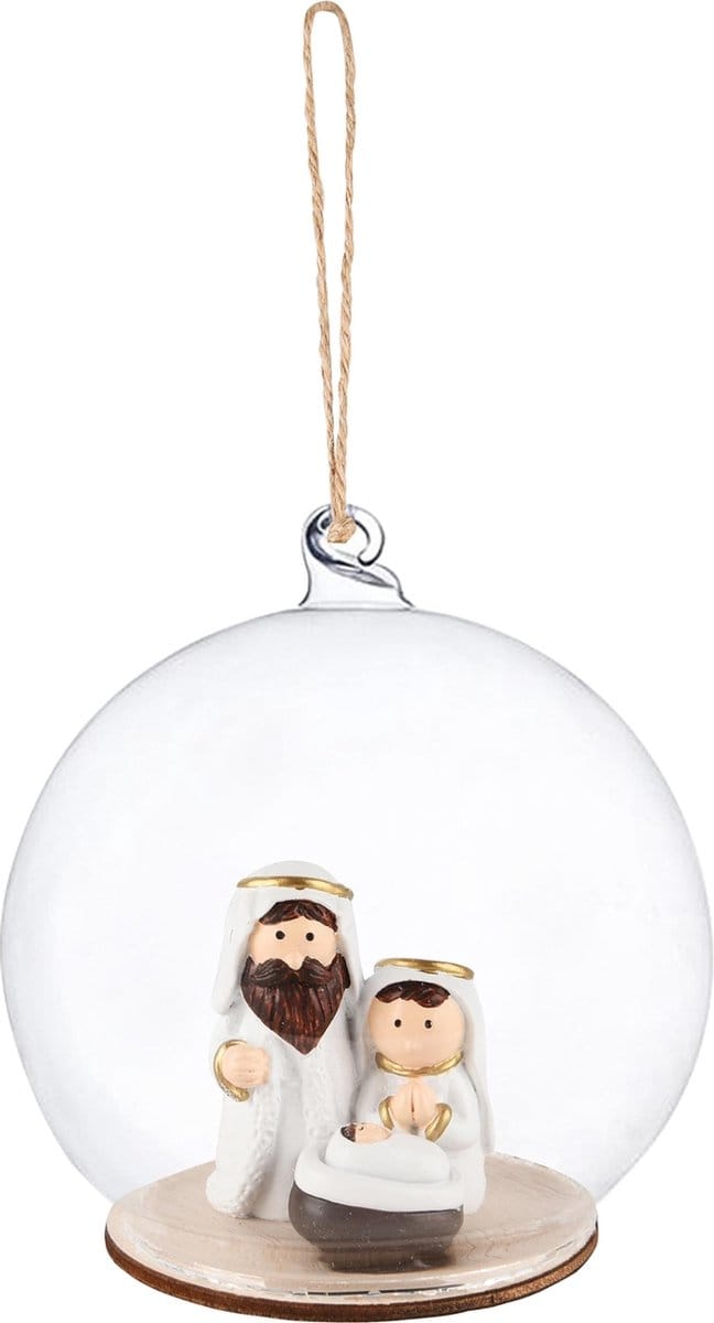 Dekoratief | Hanger globe m/kerststal, glas, 10x10x10cm | A245354
