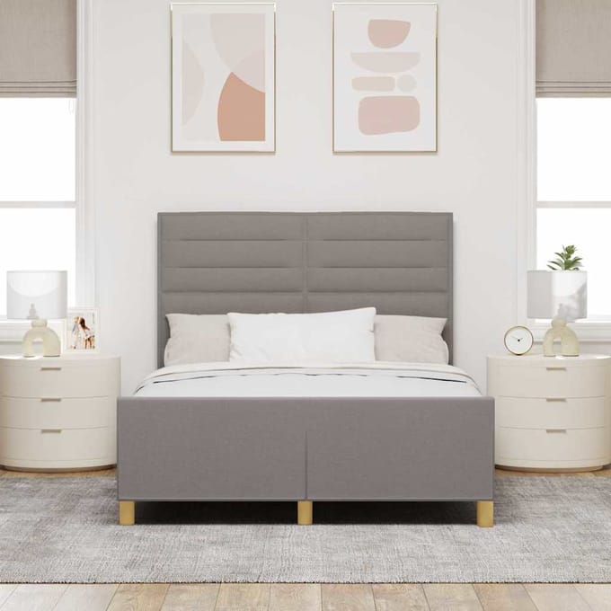 vidaXL - Bedframe - met - hoofdeinde - Taupe - 140 - x - 200 - cm - Stof