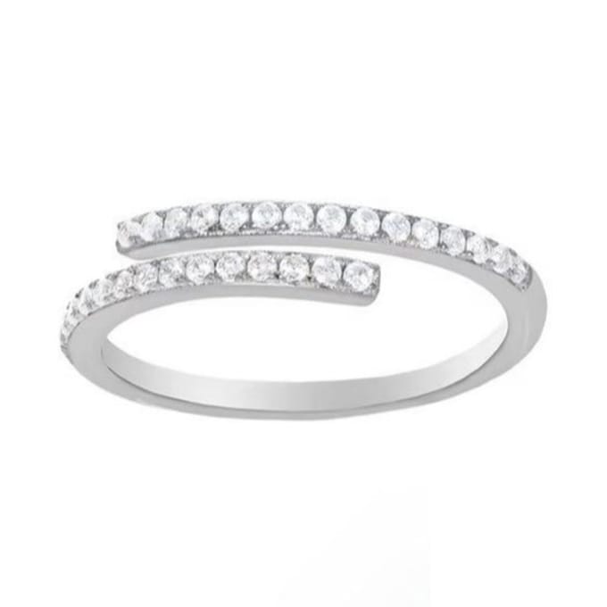 Matthew Studio® Dames Ring - 925 Zilver - Zirkonia - Open Ring - Verstelbare Ring