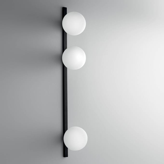 Luce Ambiente Design Wandlamp Enoire, hoogte 90 cm, zwart, metaal/glas, 3-lamps