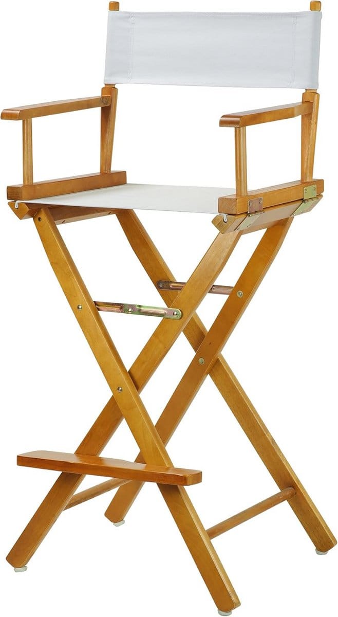 Opvouwbare Regisseursstoel van Massief Hout - Honing Eiken Frame met Wit Canvas