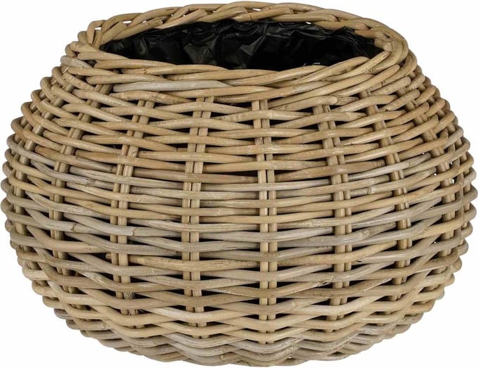 Mica Decorations Plantenbak Marcia - 43x43x30 cm - Rotan - Grijs