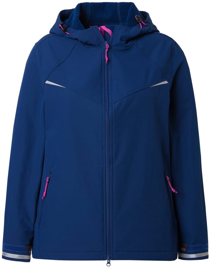 Ulla Popken - Dames - Functionele softshelljas waterafstotend capuchon - Donkerblauw - Maat 42+