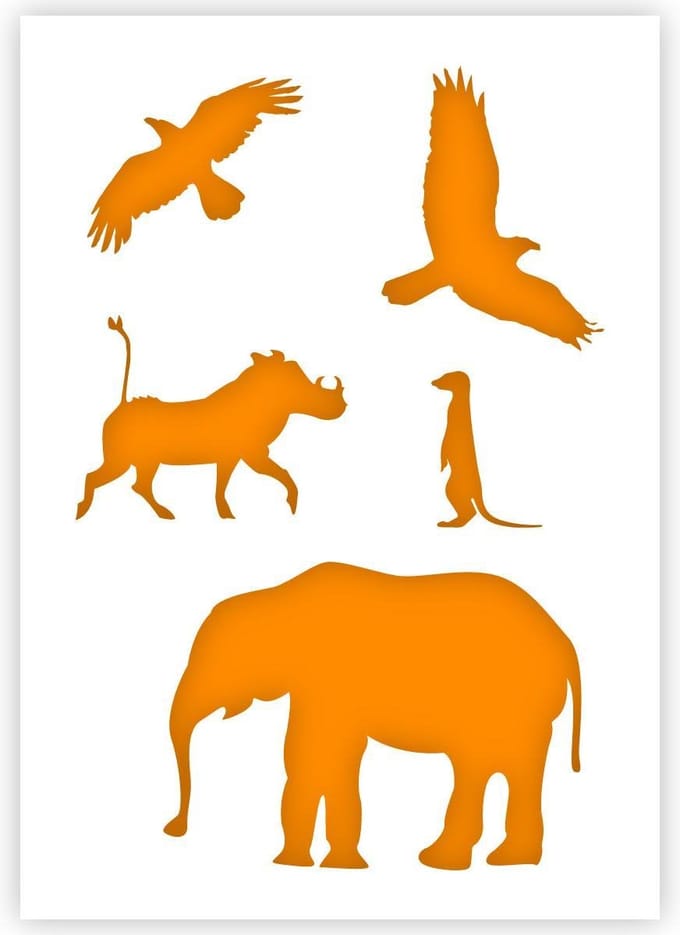 QBIX Afrikaanse Dieren Sjabloon - A4 Formaat - Kunststof - Stencil