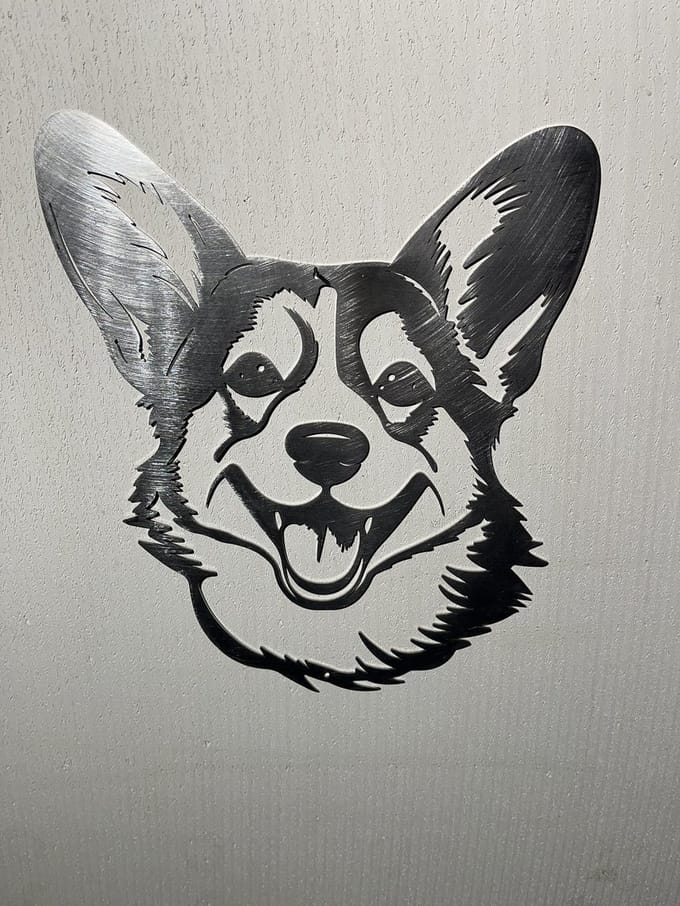 Metalen hond - Corgi 2 - wanddecoratie - Tuindecoratie
