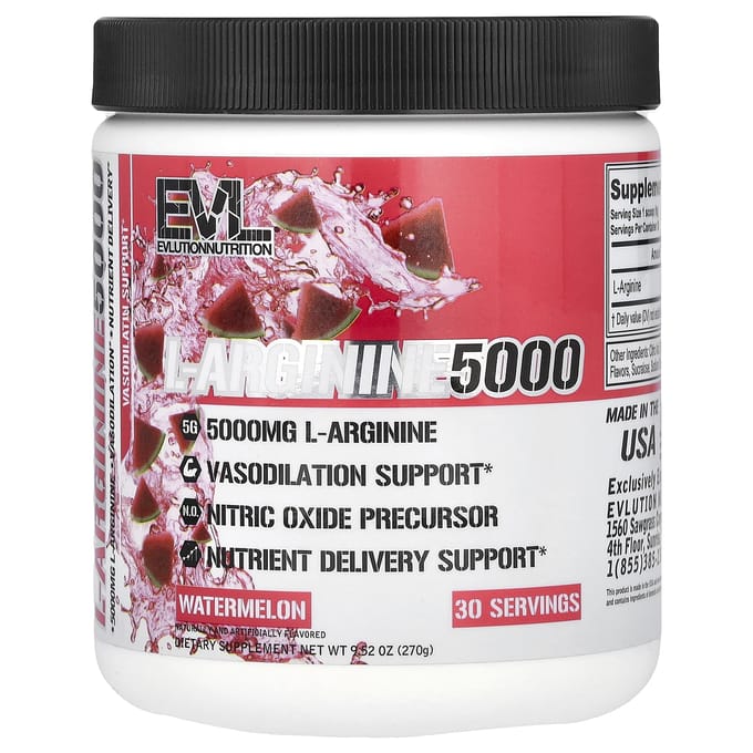 EVLution Nutrition, L-Arginine 5000, Pastèque, 9,52 oz (270g)