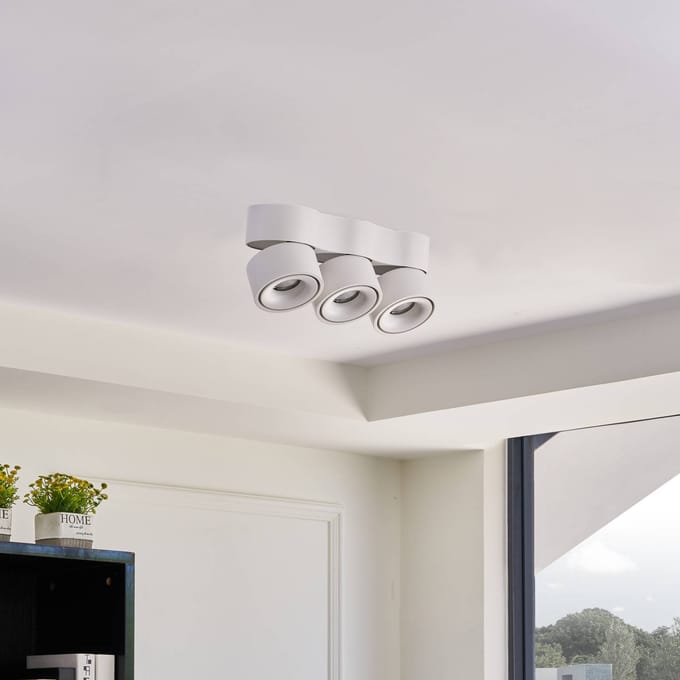 Arcchio LED plafondspot Rotari, lenzen, 3-lamps, wit