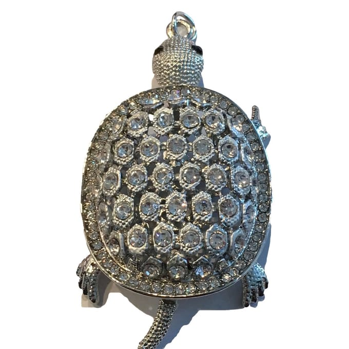 Petra's Sieradenwereld - Ketting met schildpad hanger met strass