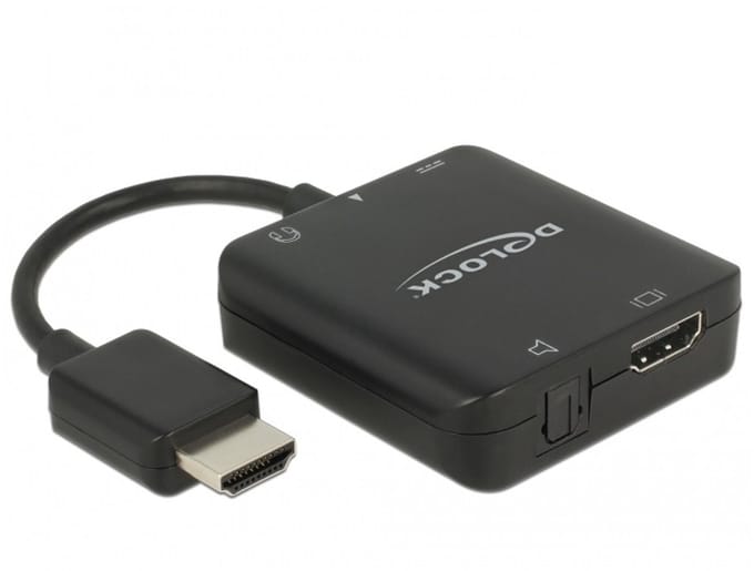 Delock 62784 HDMI / USB-micro-B Adapter [1x HDMI-stekker - 1x HDMI-bus, Micro-USB-bus] Zwart 4K UHD 0.004 m