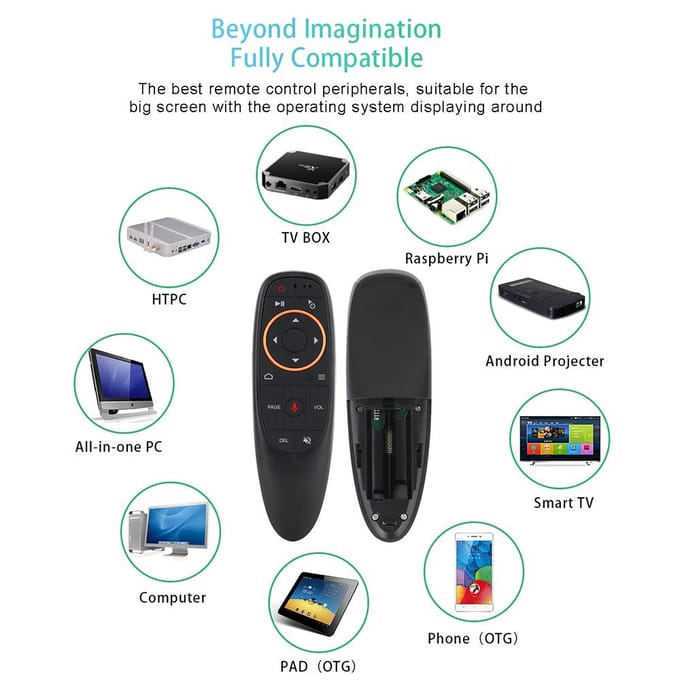 G10 2.4GHz draadloze afstandsbediening met USB-ontvanger Spraakbesturing voor Android TV Box PC Laptop black