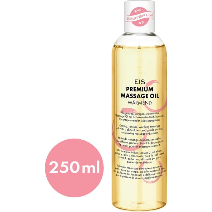 Premium massageolie verwarmend van EIS, stimulerend warmte-effect, chocoladearoma, 250 ml