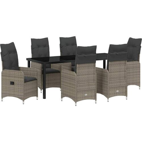vidaXL - Tuin - Eettafel - Set - 7 - st - Grijs - poly - rattan