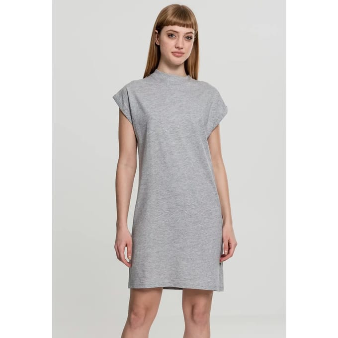 Urban Classics - Turtleneck Extended Shoulder Korte jurk - S - Grijs