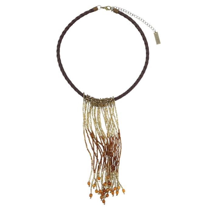 Behave - Gevlochten Ketting Bruin - Trendy Accessoire voor Dames