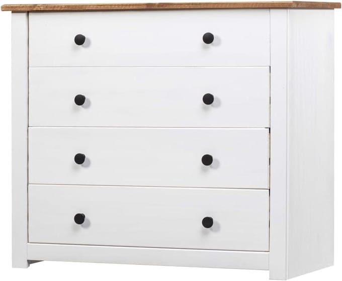 Dressoir Kast - Opbergkast Buffet - Woonkamer Organiseren - Massief Hout - 80x40x73cm - Wit