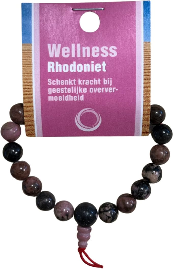 Rhodoniet powerbead armband + kaart