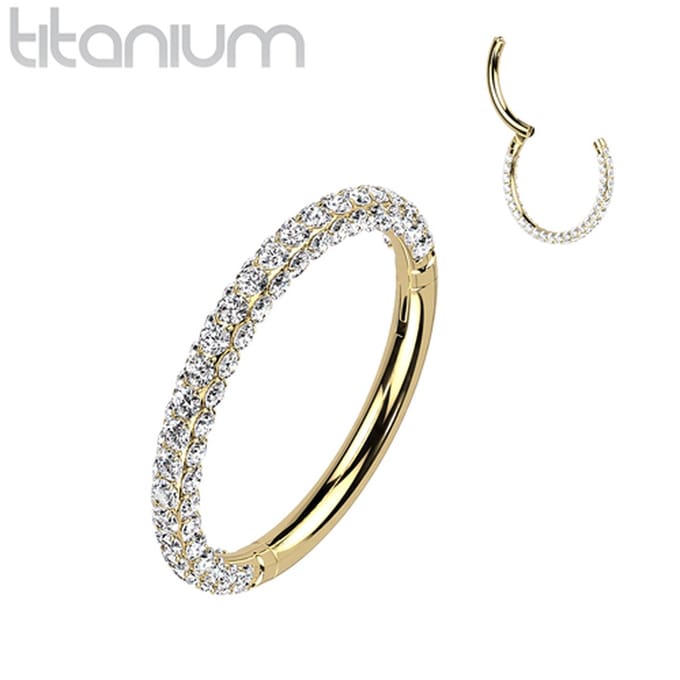 Piercing titanium ringetje rondom steentjes 1.2x8 - goud - LMPiercings