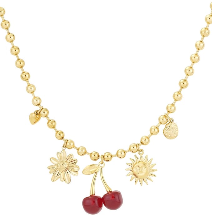 Goudlief cherry crush ketting - Roestvrij staal - Verkleurt niet