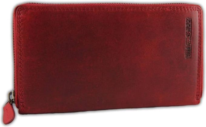 Hillburry VL77706 Leren Rits Portemonnee Dames - Rood