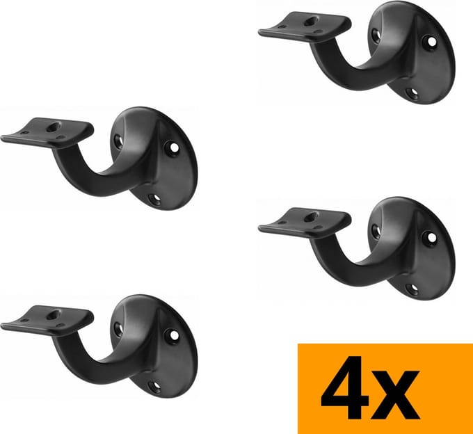 Leuninghouder zwart 65mm - Opschroef - Hol zadel Hermeta - 3500-70 - 4 stuks