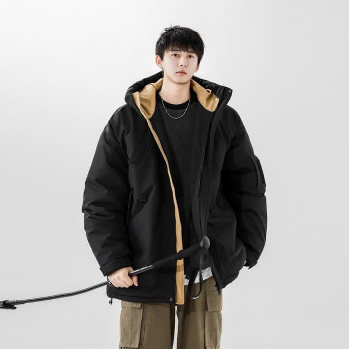 Doudoune simple d'hiver nouvelle version coréenne manteaux amples pour hommes et femmes 3XL black