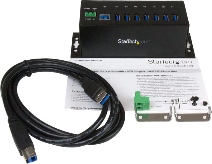StarTech.com 7 Port Industrial USB 3.0 Hub USB hub - 7 - USB 3.0 - Zwart