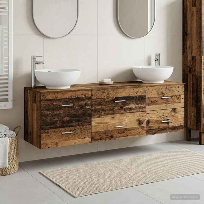 vidaXL - Badkamermeubel - Set - 3 - st - Oud - hout - 161 - x - 44.5 - x - 80 - cm