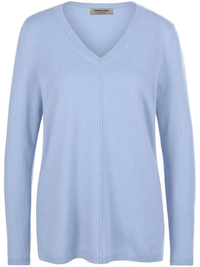 Trui 100% kasjmier V-hals Van Peter Hahn blauw