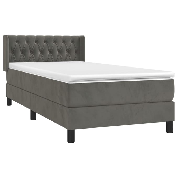 vidaXL - Boxspring - met - matras - fluweel - donkergrijs - 100x200 - cm