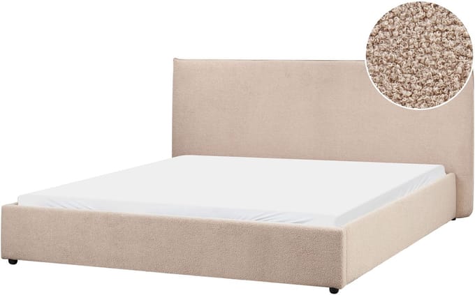 LAVAUR - Tweepersoonsbed - Taupe - 180 x 200 cm - Bouclé