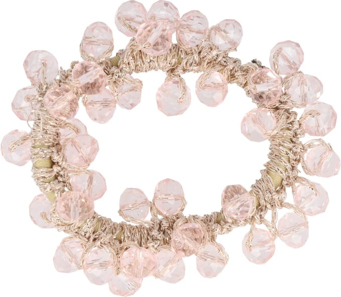 Haarsoires Haarelastiek – Facetkralen - Transparant Roze