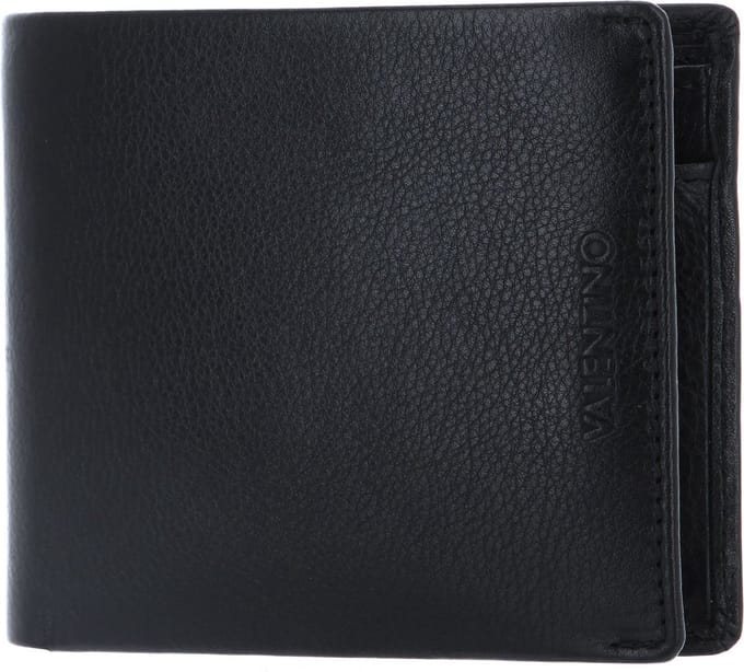 VALENTINO Leren Kaarthoes David Wallet Nero Zwart