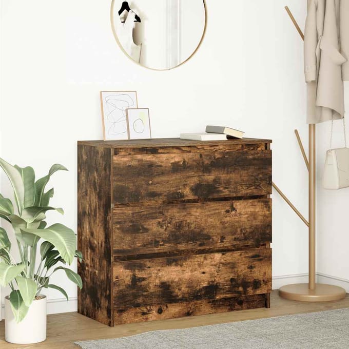 vidaXL - Dressoir - 80x35x76 - cm - spaanplaat - gerookt - eikenkleurig