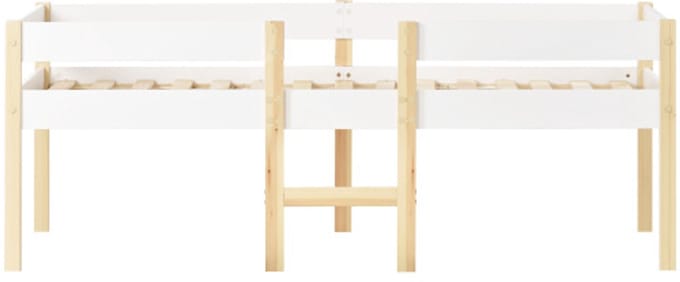Kinderbed met valbeveiliging, massief grenenhout, 90x190 cm, wit & eiken