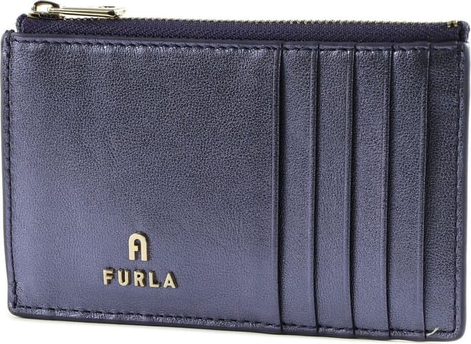 FURLA Leren Kaarthouder Camelia Zipped Card Case Vibe Paars